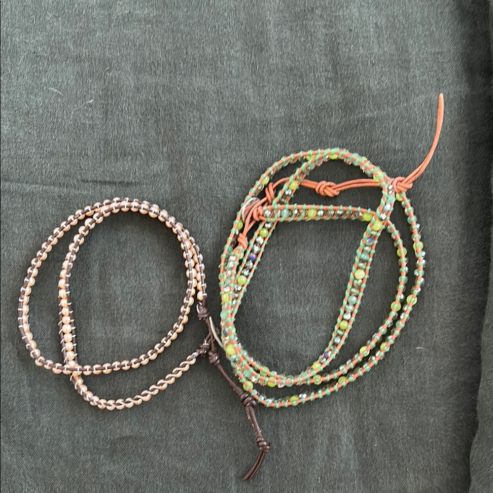 Victoria Emerson Green and Brown Beaded Bracelet